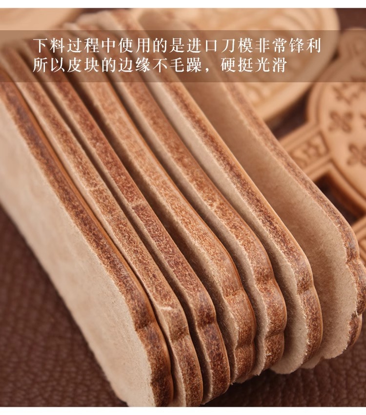 Natural-color vegetable-tanned three-dimensional leather block pendant, hanging decoration, lion dance Dharma keychain, New Year good luck bag, car pendant Item Picture