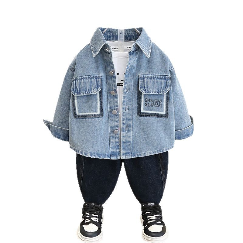 7545 camisa de mezclilla para niños primavera y otoño 2025 nuevo estilo para niños chaqueta de manga larga coreana camisa de primavera para hombres