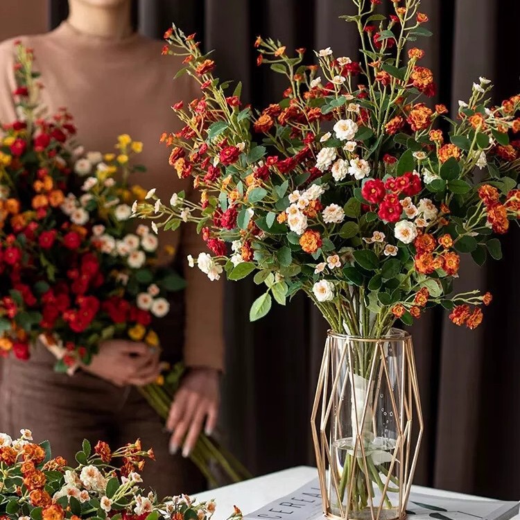 Artificial flower single Ernie small rose rose fake flower in stock supply wedding photography props hotel luxury decoration