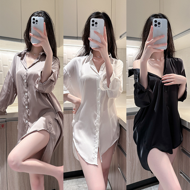Mu Love Clothes Pure Transparent Sex Pajamas Can Wear Imitation Boyfriend Shirt plus size Sex Uniform