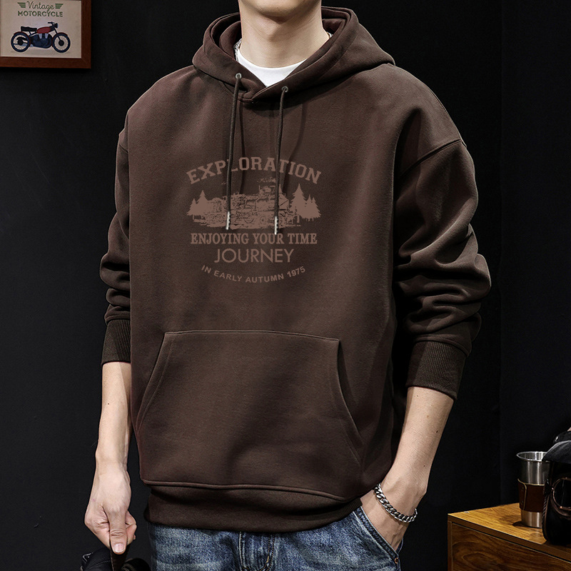 Invierno chaqueta de hombre con capuzas invierno más veludo engrosado marca de tendencia de otoño pesado nuevo otoño invierno ropa de hombre primavera y otoño