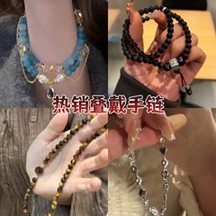 小紅の本の同モデルの中国式の国風の双輪のブレスレットの数珠の新型の大衆の高級な設計の手の串の手は清新な女性を飾ります。