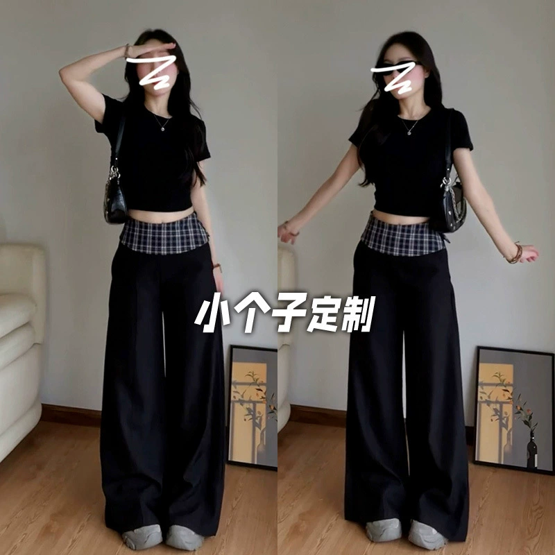 150 миниатюрных широких брюк в клетку в стиле пэчворк для женщин, весенне-летние элитные костюмные брюки, прямые повседневные брюки с высокой талией