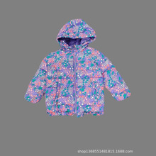跨境外贸出口欧美原单童装秋冬女童外套儿童连帽棉衣冲锋衣中小童