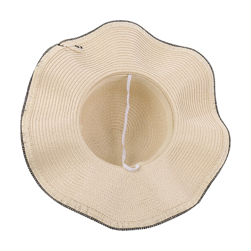 Sombrero de paja de onda coreana para mujeres de verano, sombrero de playa, sombrero de vacaciones, sombrero de sol de protección solar
