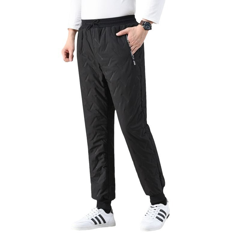 Pantalones de algodón cálido para hombres de lana de cordero pantalones casuales de talla grande pantalones casuales de lana gruesos rectos con forro polar resistentes al frío pantalones atados al tobillo ropa exterior