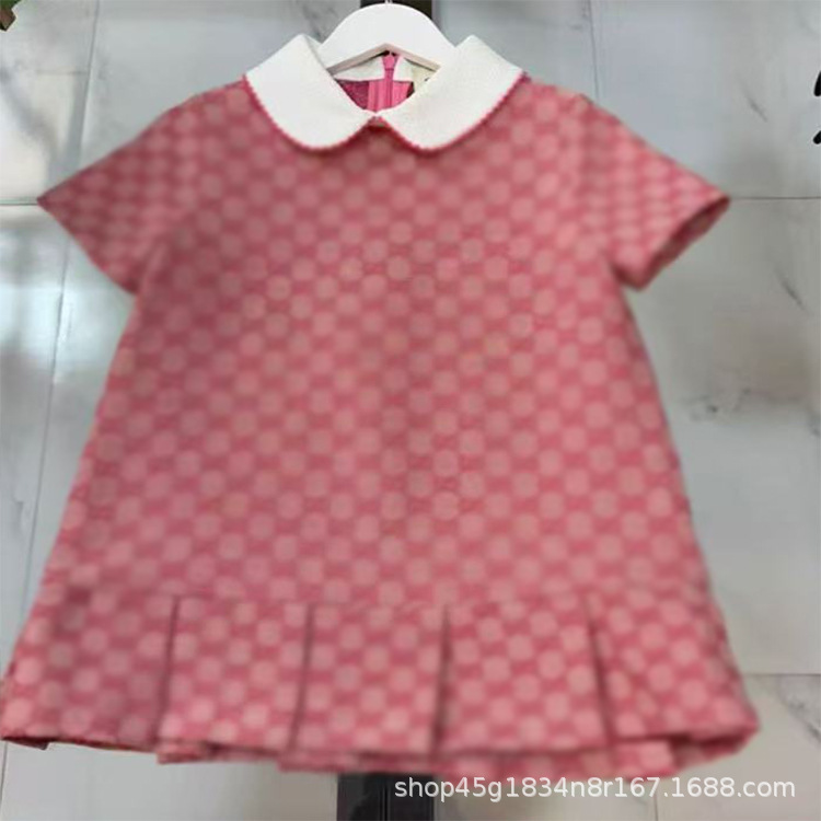 New Baby Girl Summer Dress College Style Princess Dress Cute Short-Sleeved Doll Collar Children's Dress