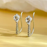 Серьги-крючки с муассанитом, серьги из стерлингового серебра 925 пробы, элегантные простые серьги-крючки с муассанитом цвета D для женщин