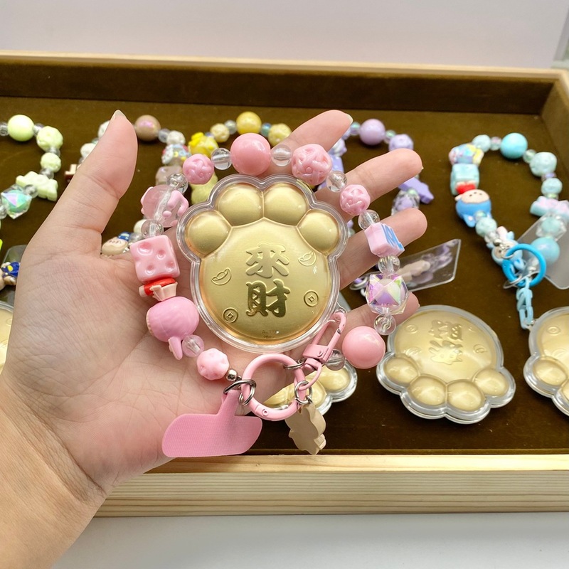 足金999来财招财喵猫爪手机链绳挂件双面饰品招财纳福御守猫礼物|undefined