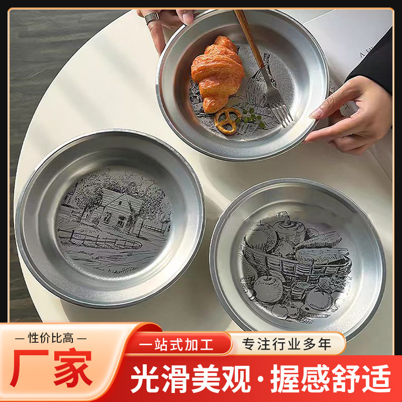 Picnic Plate New Retro Barbecue Plate American Creative Snack Picnic Plate Dessert Plate Fried Chicken Plate Ready for Sale