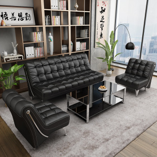 Office Sofa Coffee Table Combination Business Leather Art Small Sofa Modern Simple Reception Rental Office Sofa