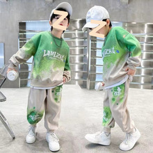 套装卫衣春秋印花男童2025新款帅气儿童男孩中大童春季运动嘻哈