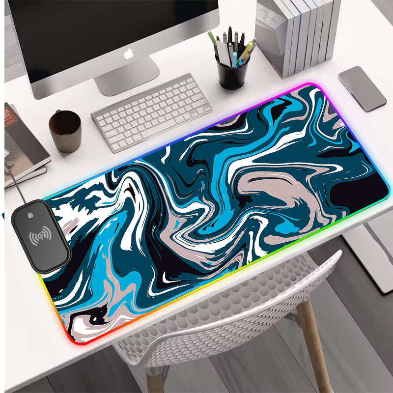 Transfronteriza al por mayor de fábrica nuevo patrón abstracto serie de carga inalámbrica mouse pad color mágico luminoso RGB mouse pad