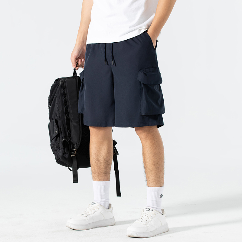 2024 New 5-point Stretch Overalls Summer Trendy Loose Five-point Pants Summer Thin Casual Shorts for Men