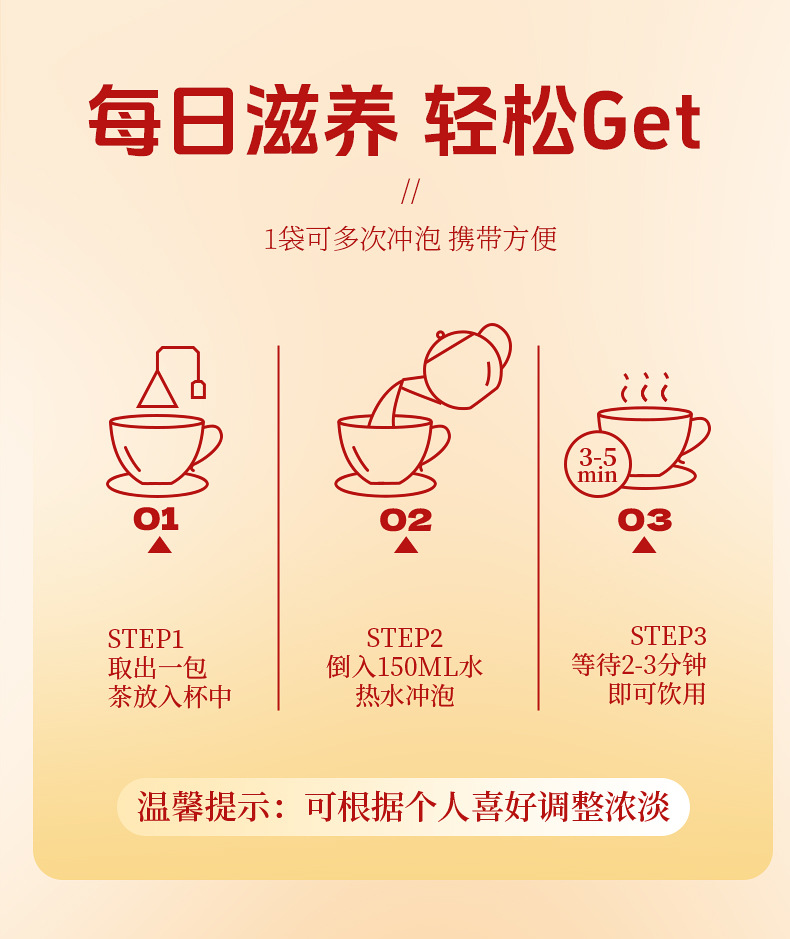 Longan Red Date Goji Berry Tea Gui Yuan Hong Zao Gou Qi Cha 120g 8 Sachets Herbal Tea preparation