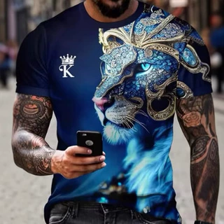 T衬衫配男性3D图形打印，短袖衬衫圆脖子非正式服装2025街头衣服