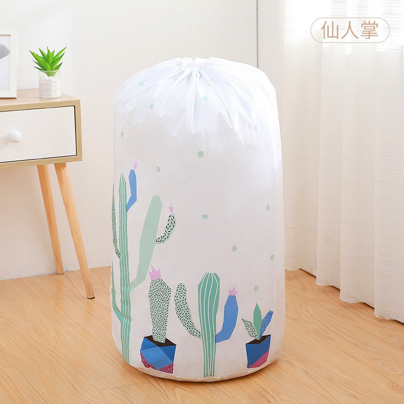 PEVA extraíble con cordón bolsa de edredón de algodón bolsa de almacenamiento cilíndrica a prueba de humedad a prueba de polvo hogar Organización y movimiento de gran capacidad