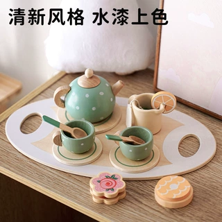 儿童仿真甜品店雪糕冰淇淋茶具售卖商店男童女孩过家家木制玩具