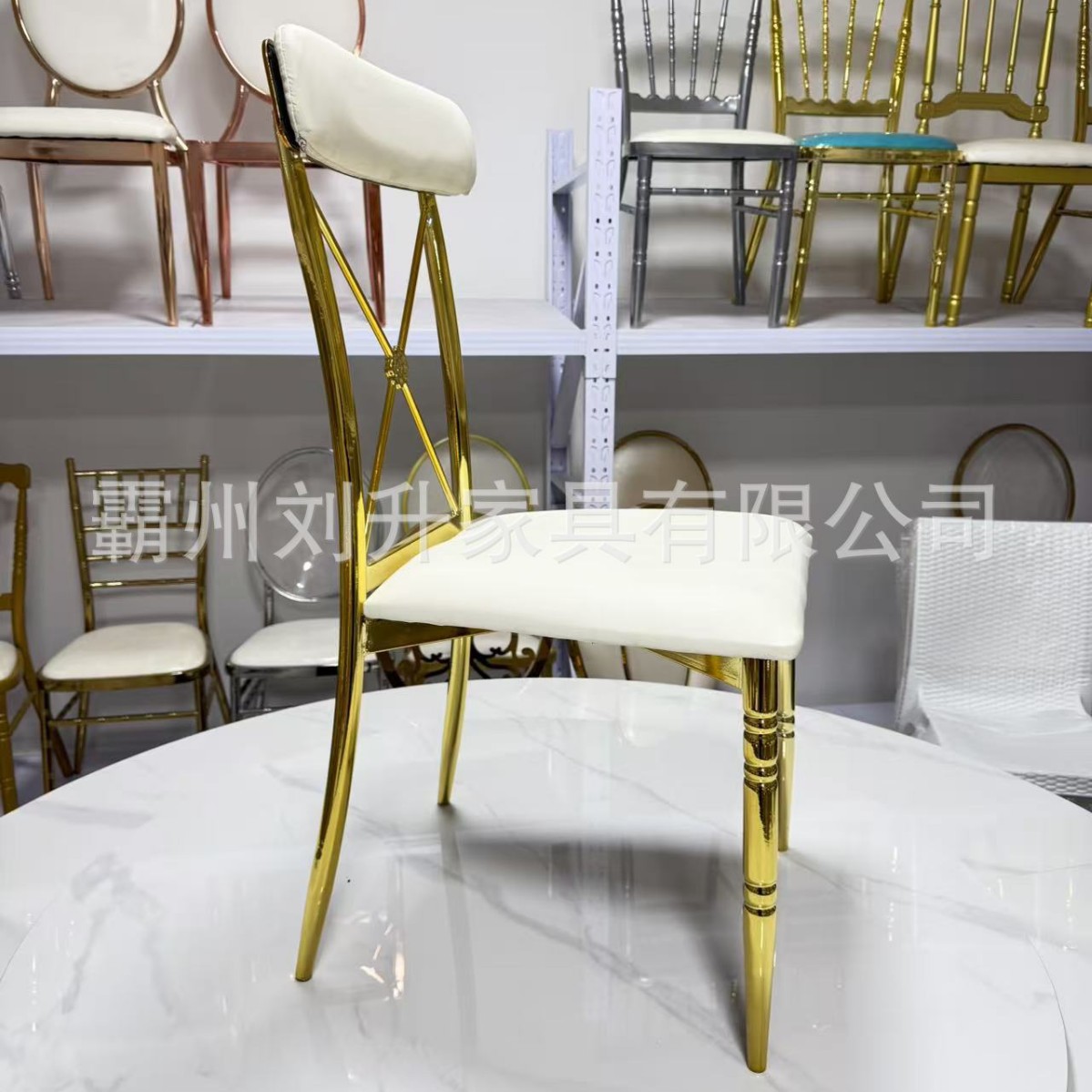 Silla de comedor casual X-back metal platado sala de baile silla moderna simple