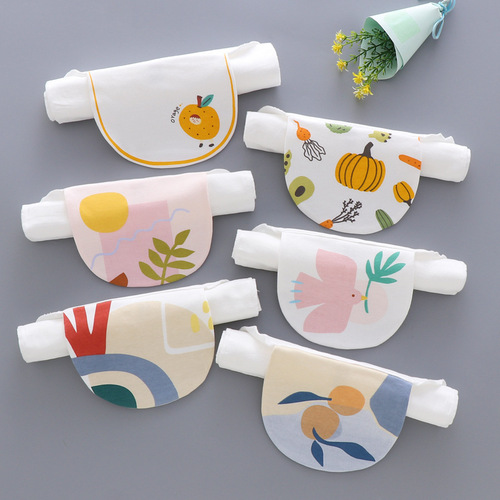 Sweat-absorbent towel for children, 4-layer gauze pad sling, kindergarten baby sweat-proof towel, children's sweat-absorbent towel, two combinations