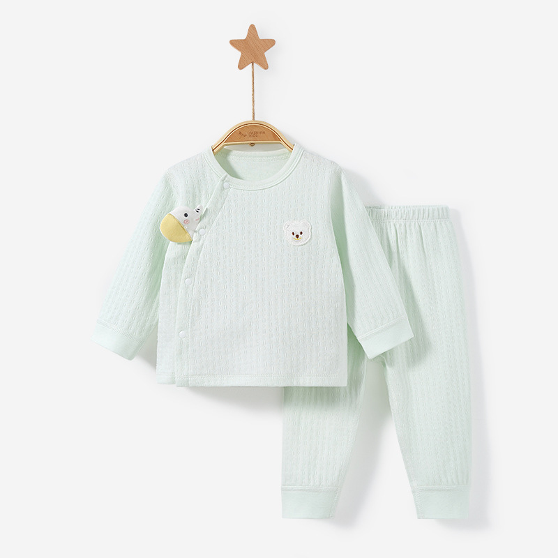 Ropa interior para niños traje primavera y otoño invierno Bebé puro algodón niños y niñas tocando fondo cálido ropa dividida bebé otoño ropa pantalones largos