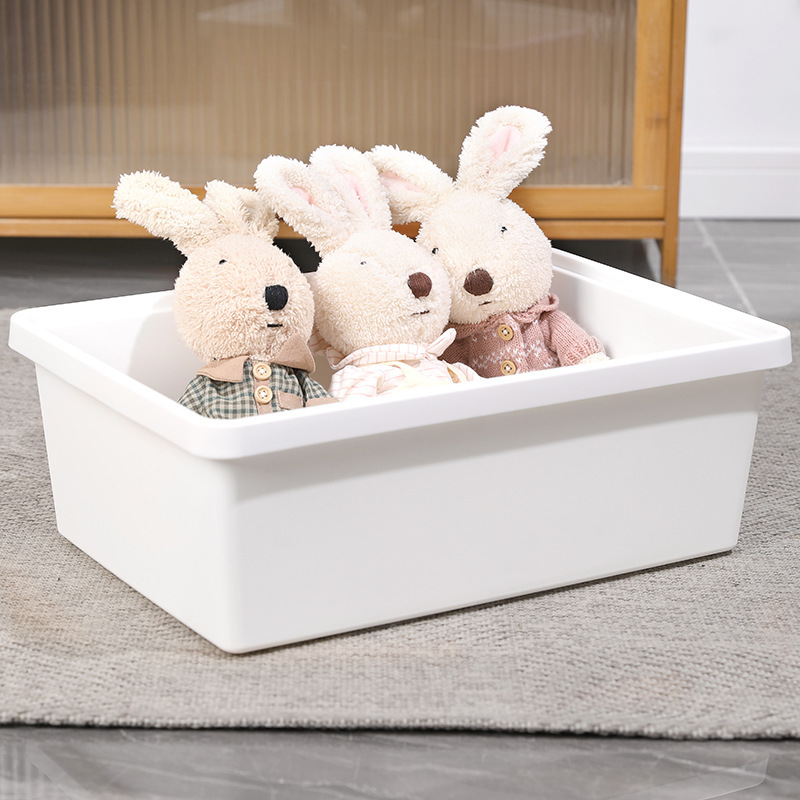 代発洋洋魚玩具プラスチック収納ケース寝室たんす整理箱防塵ごみ蓋付き白色収納ボックス|undefined