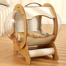 猫窝四季通用夏季猫床睡觉的窝封闭式夏天木制胶囊太空舱猫房子