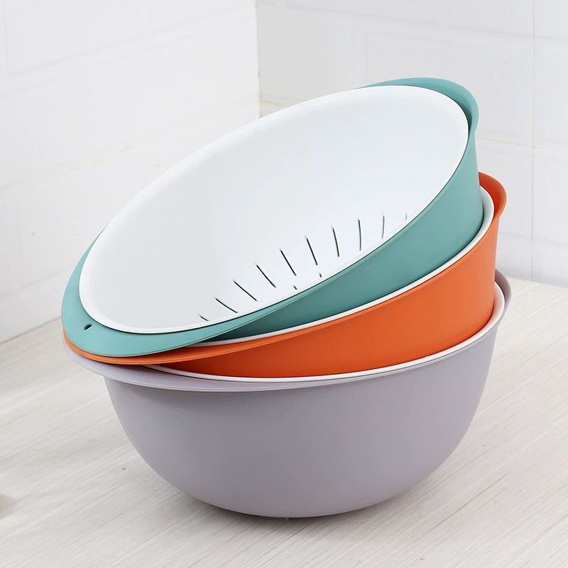 Новая двухслойная корзина для умывальника для овощей, пластиковая тарелка для фруктов для бытовой гостиной, кухонная утолщенная корзина для слива воды, корзина для овощей, корзина для мытья овощей