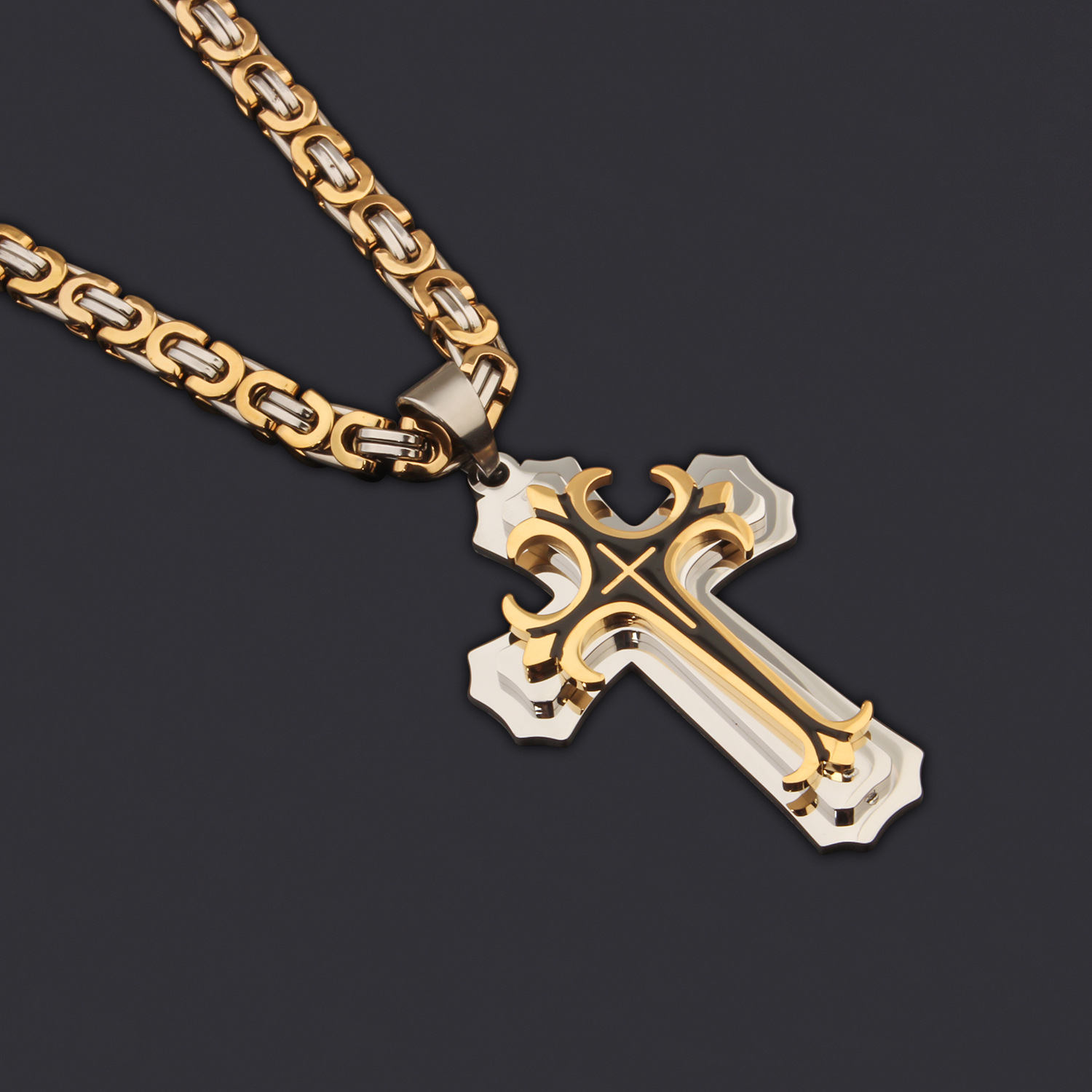 35g Weight Titanium Steel Pendant Material Pendant Necklace Classification Titanium Steel Chain Material 1 Piece Quantity Party, Carnival, Street Occasion Titanium Steel Material Cross Pattern Men's Gender Plating Design Exaggerated, Punk Style Exaggerated Punk Cross Titanium Steel Plating Men's Pendant Necklace 6
