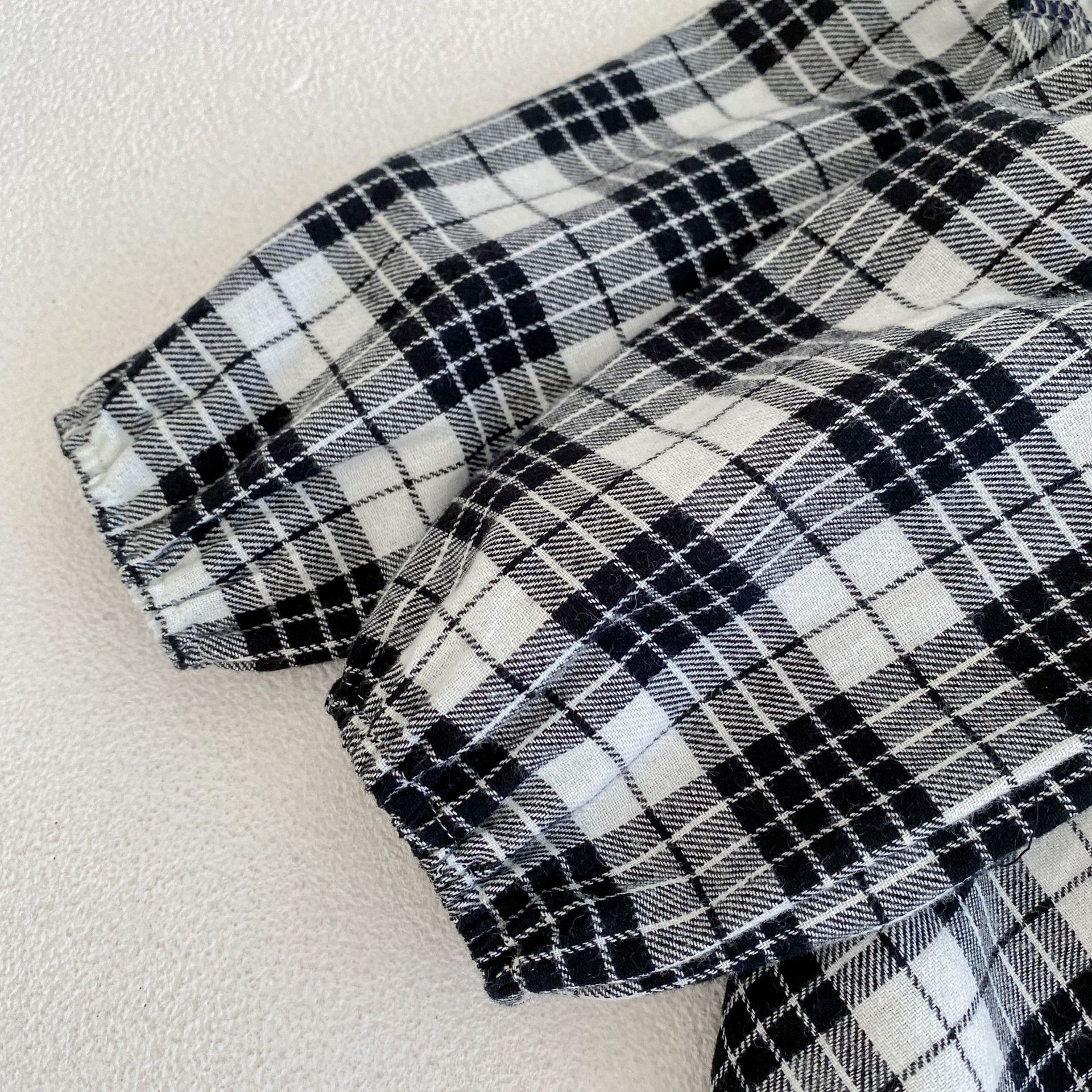 2024 Herbst/Winter Neue Baumwolle Weibliche Baby Karierten Langarm Top Strickjacke + Hose zweiteiliges Set_voghion.com