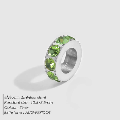 Diamond-Encrusted Large Hole Spacer Spacer – Zərgərlik ara hissələri - august-olive-green-silver