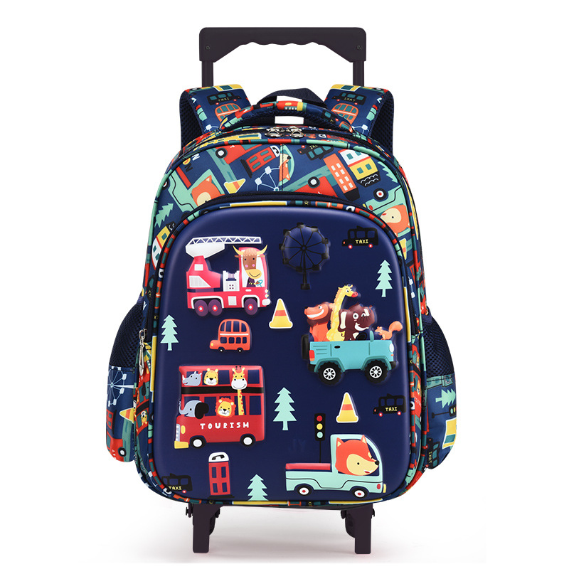 Mochila Escolar con Ruedas Infantil 3D 14 Pulgadas de Nailon Impermeable y Ligera para Escuela
