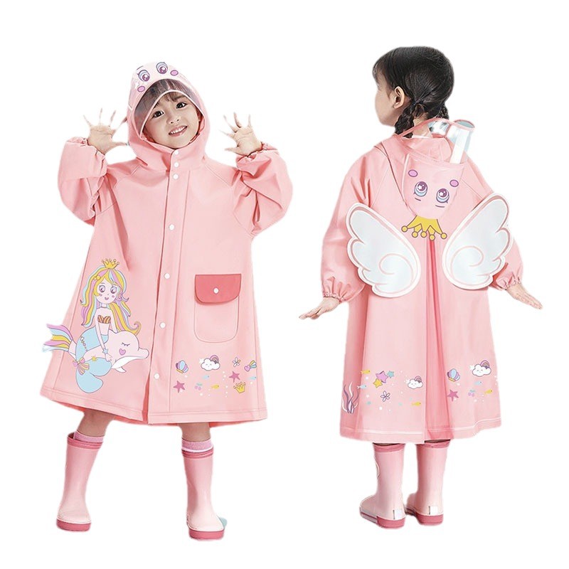Capa de lluvia para niños niños niñas estudiantes de primaria 2022 nuevos niños 3 - 10 años de edad niños con mochila para la escuela