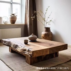 寂風老楡木ソファー茶何客間家庭用小戸型低テーブル実木原木茶台乾泡茶テーブル