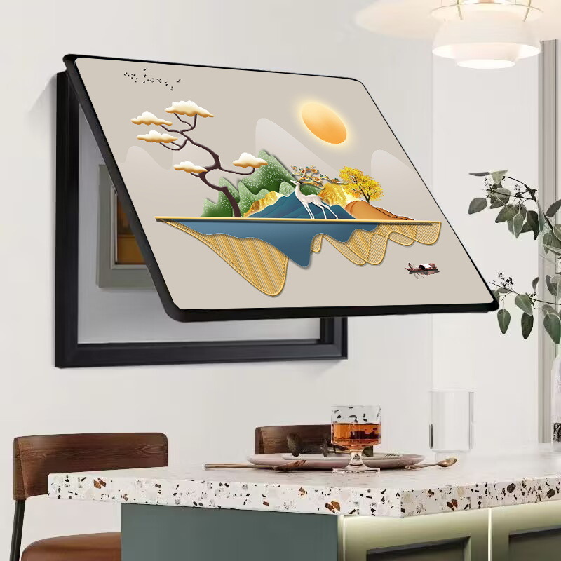 Caja de medidor, pintura decorativa, oclusión, caja de interruptor sin agujeros, caja de distribución, sala de estar, comedor, pintura de porcelana de cristal, simplicidad moderna, lujo ligero