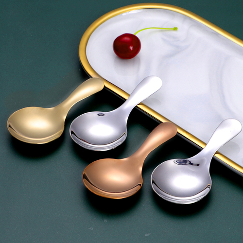 Stainless steel short handle spoon ins high-looking ice cream spoon seasoning spoon coffee dessert small spoon children's tableware