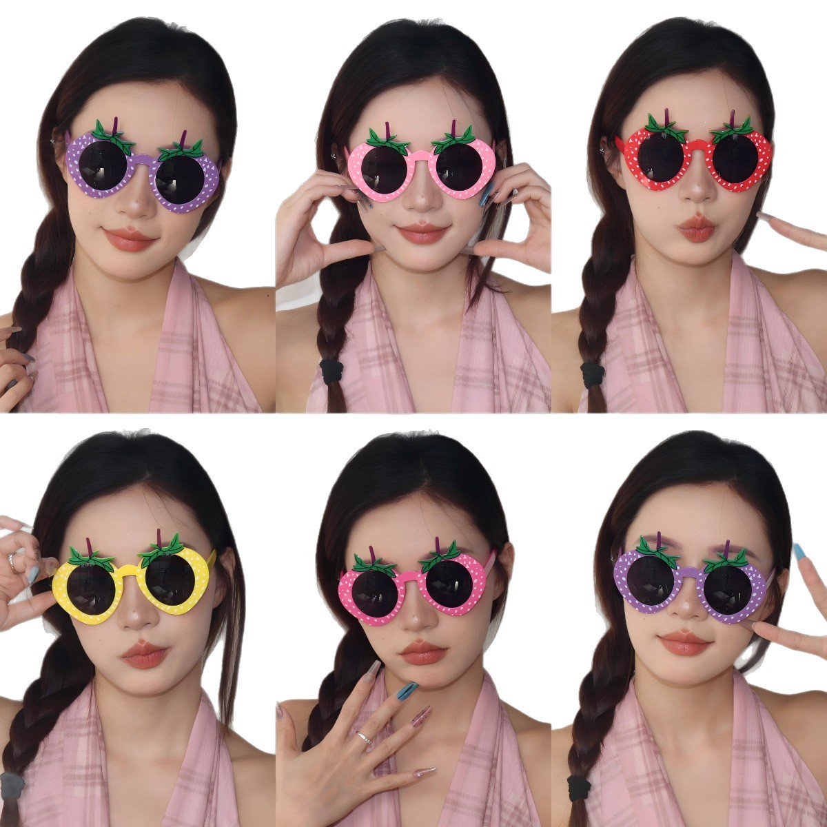 Gafas de Fiesta con Forma de Fresa de ABS para Fiestas de Verano y Fotografía