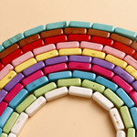 彩虹糖果色裂纹白松石彩色长方形diy耳饰头饰手链饰品女配件批发