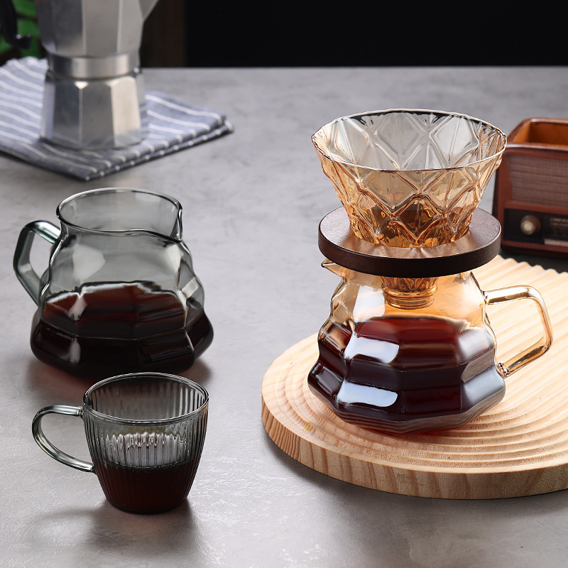 Coffee glass sharing suit filter Cup heat-resistant household coffee pot drip-type appliance funnel diamond filter Cup Coffee glass sharing suit filter Cup heat-resistant household coffee pot drip-type appliance funnel diamond filter Cup