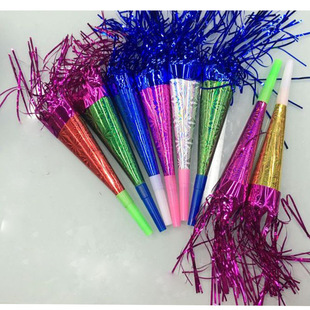 Cross-border hot laser paper big horn whistle children's birthday party toys cheer props manufacturers wholesale