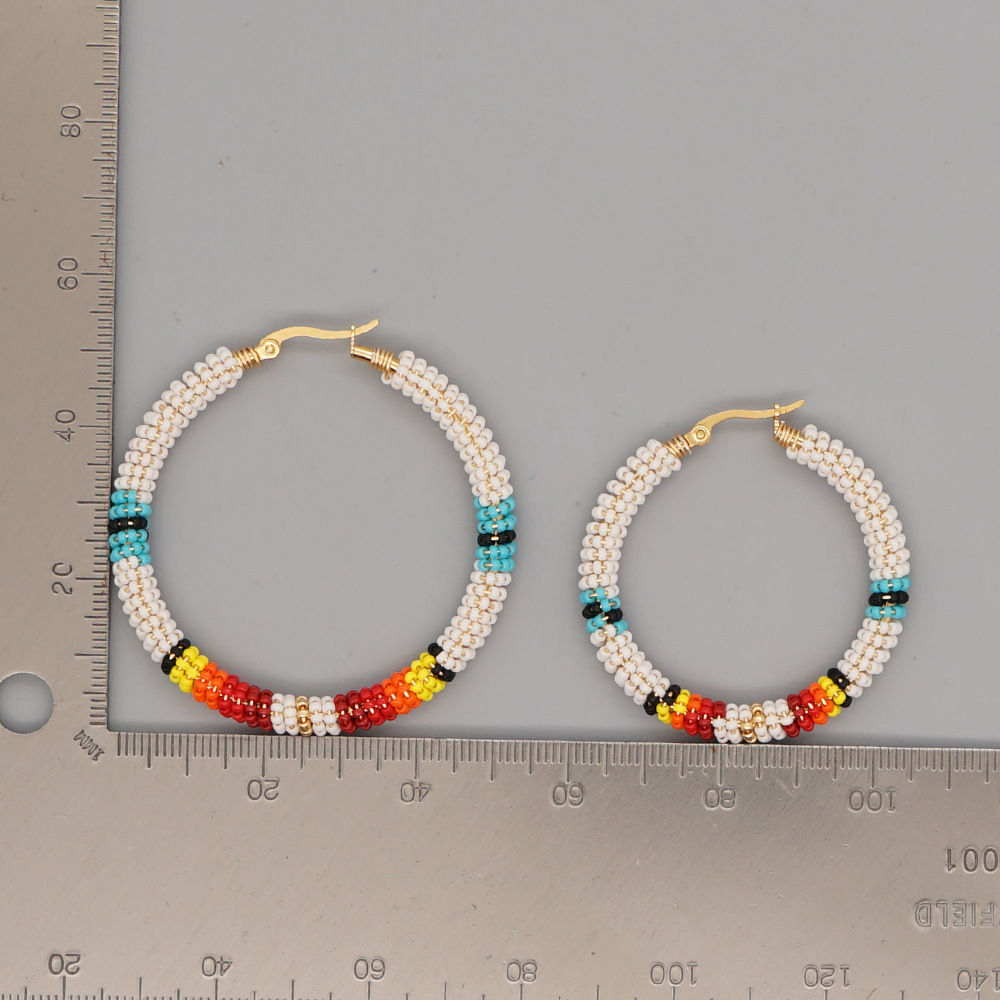 Bohemian Big Hoop Earrings Temperament Miyuki Color Rice Bead Earring display picture 3