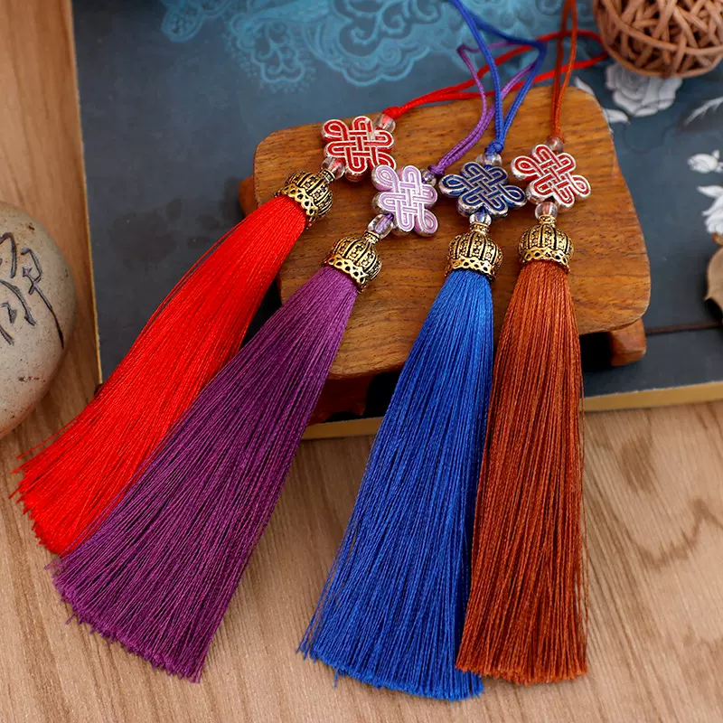 景泰蓝中国结流苏挂件饰品配饰吊穗书签U盘流苏穗金属皇冠帽流苏