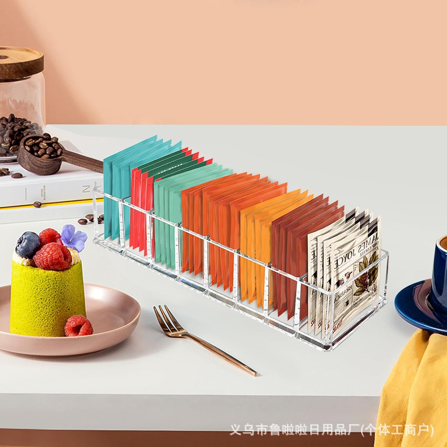 In-Stock Transparent Simple Coffee Capsule Storage Box Tea Bag Storage Box Compartmentalized Desktop Acrylic Storage Box