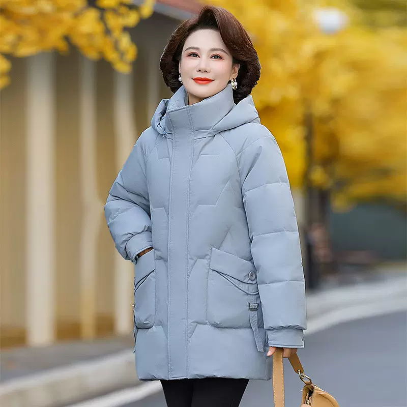 2024外套冬季妈妈羽绒服洋气中年大码女中长款加厚品牌潮冬装新款