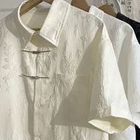 Новый китайский стиль Tang костюм с короткими рукавами рубашка для мужчин летняя новая повседневная красивая рубашка в национальном стиле большого размера