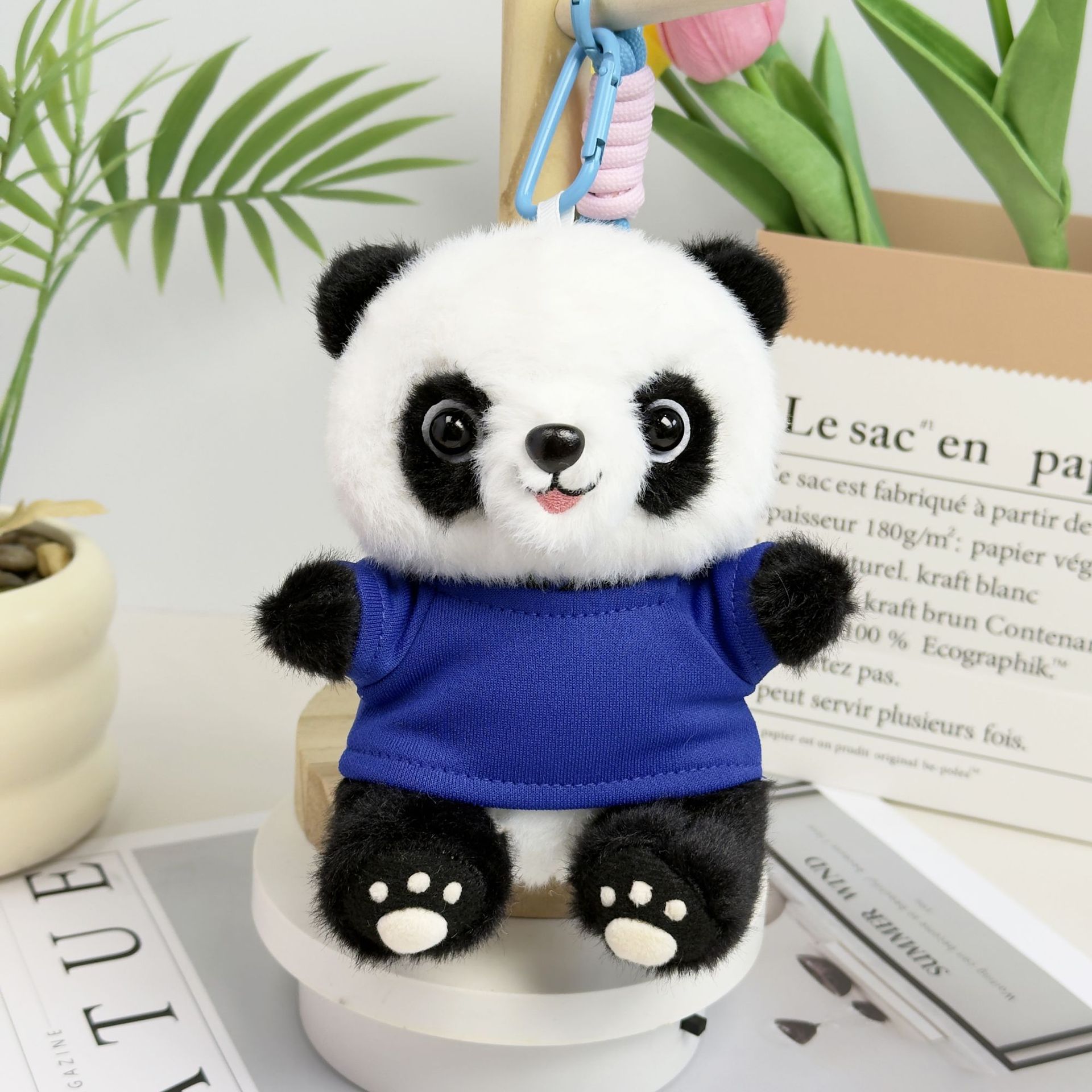 Panda muñeca suéter muñeca sonriente juguetes de peluche reunión anual regalos bancarios se pueden imprimir LOGO
