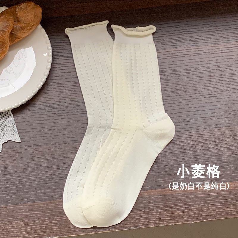 Piles de calcetines de verano para mujeres delgadas mallas transpirables tendencia rizada calcetines de verano sueltas calcetines de mes