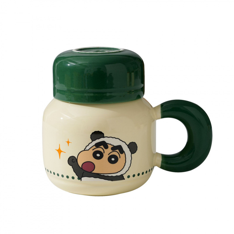 Crayón pequeño nuevo tarjeta de cerámica dormitorio hogar de alto valor con tapa pareja regalo de cumpleaños taza de agua de gran capacidad taza