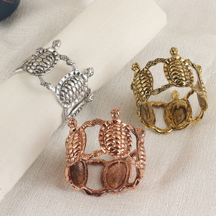 Europe and the United States retro creative turtle napkin ring hotel table high sense metal plating napkin ring Amazon wholesale