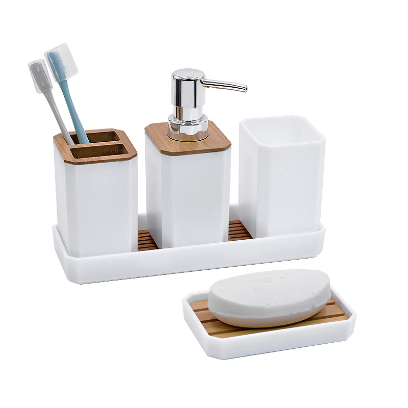 Impreso traje de baño de lavado conjunto de baño de plástico conjunto de baño cepillo de dientes redondo taza utensilios de tocador cepillo de seis piezas conjunto